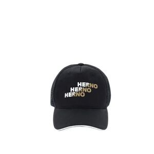 Herno Black Cotton Cap (Baseball Men's Hat)